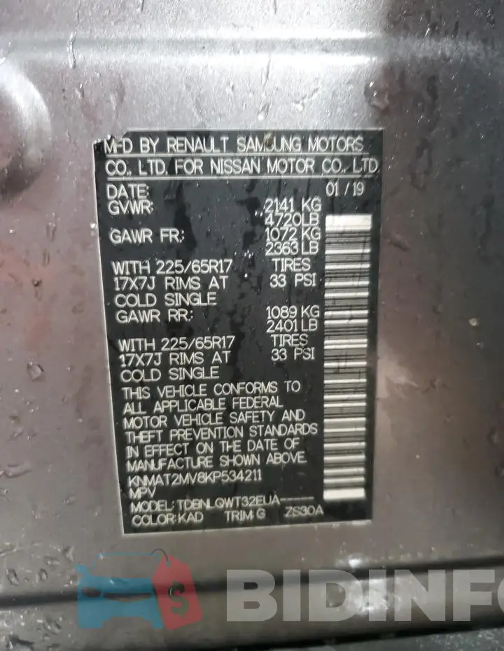 KNMAT2MV8KP534211 Photo# 12