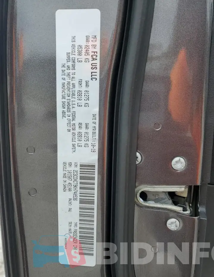 2C3CDXCT9KH740536 Photo# 13