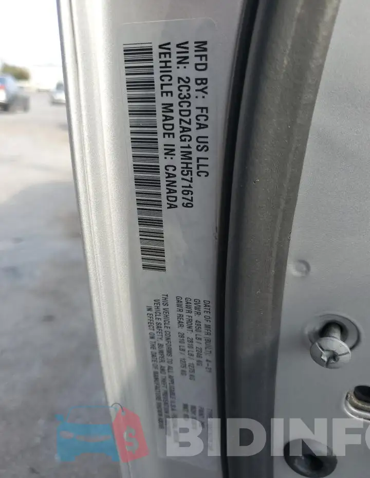 2C3CDZAG1MH571679 Photo# 12