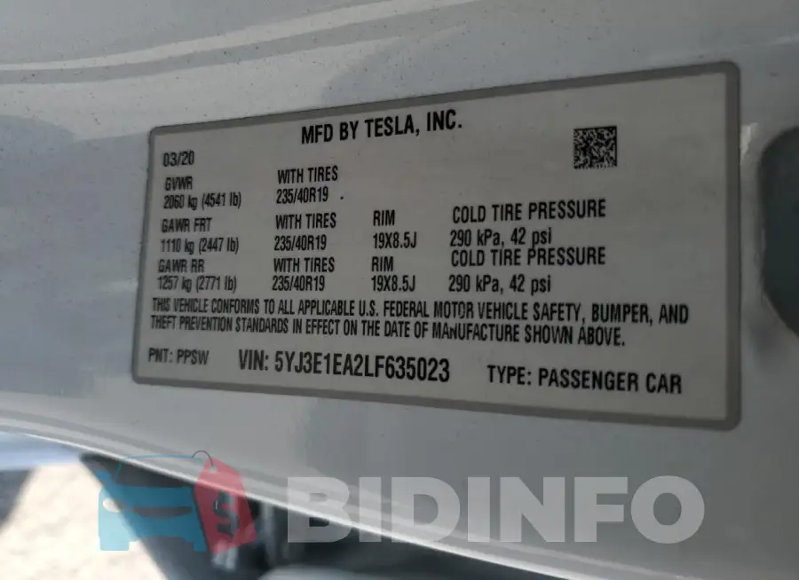 5YJ3E1EA2LF635023 Photo# 13