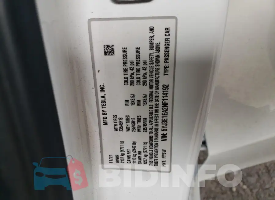 5YJ3E1EA2NF114192 Photo# 12