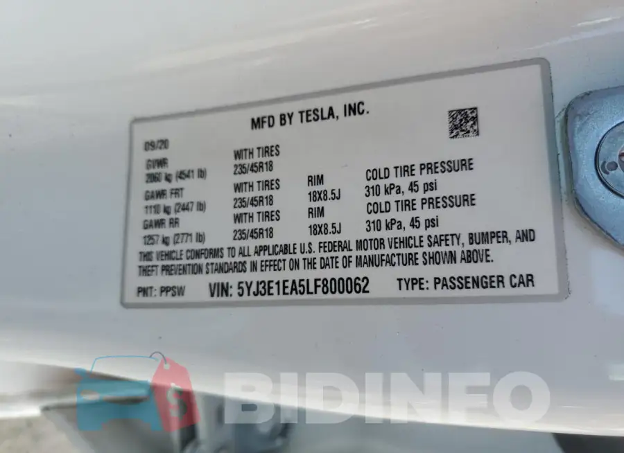 5YJ3E1EA5LF800062 Photo# 13
