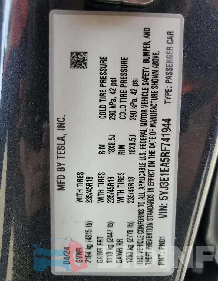 5YJ3E1EA5RF741944 Photo# 13