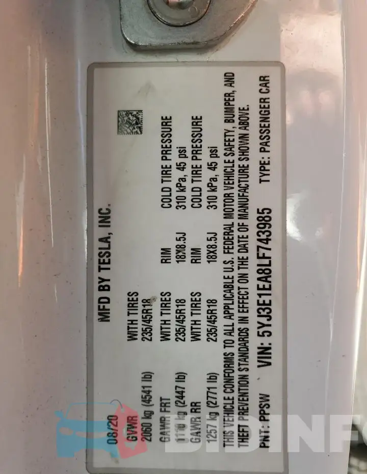 5YJ3E1EA8LF743985 Photo# 12