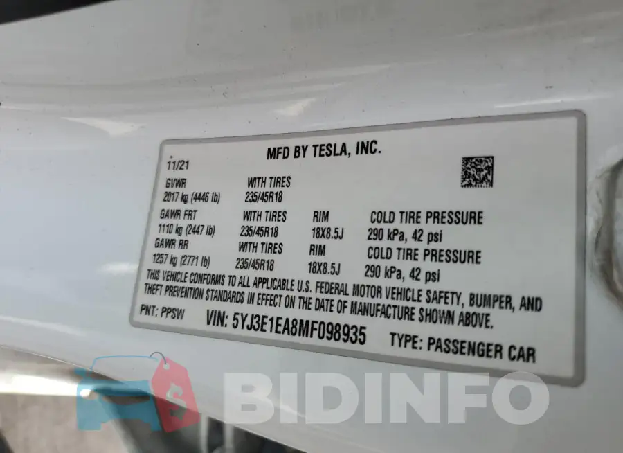 5YJ3E1EA8MF098935 Photo# 12