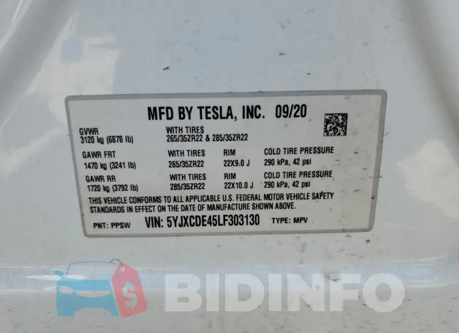 5YJXCDE45LF303130 Photo# 13