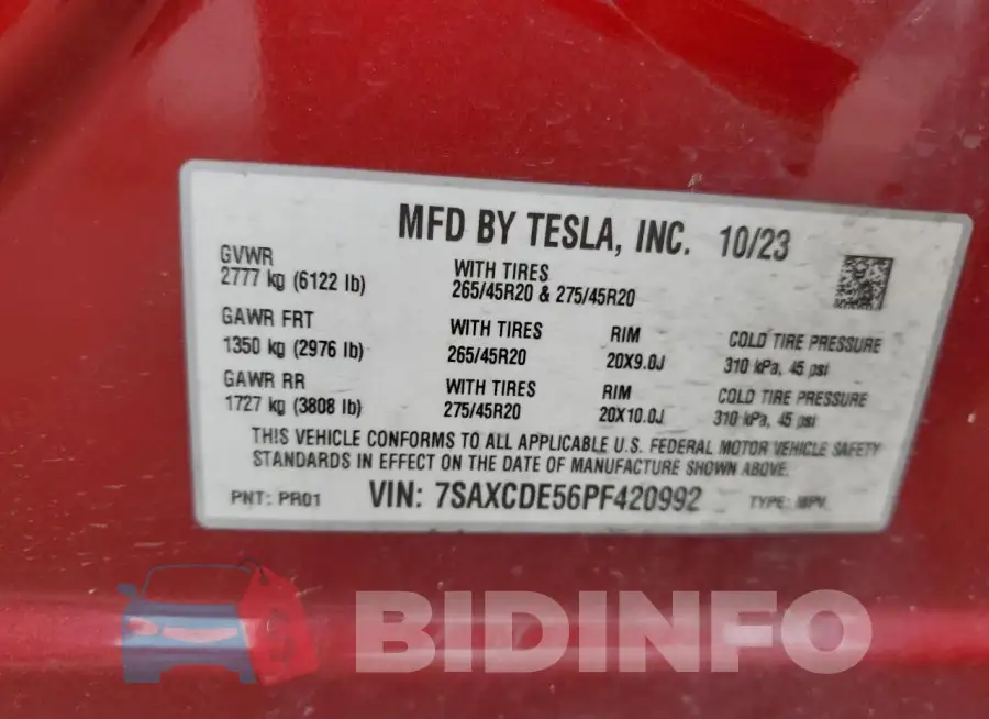 7SAXCDE56PF420992 Photo# 13