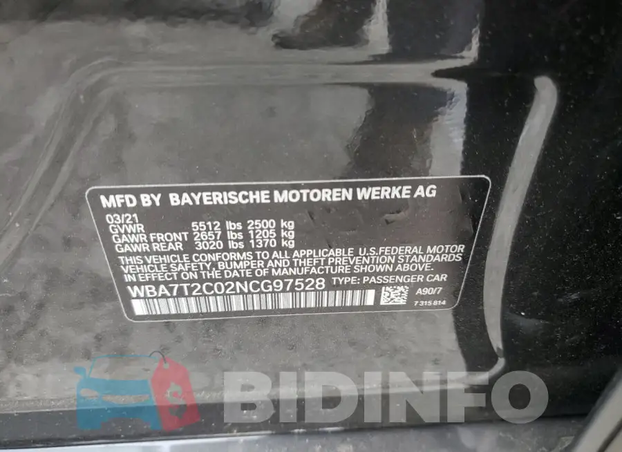 WBA7T2C02NCG97528 Photo# 12