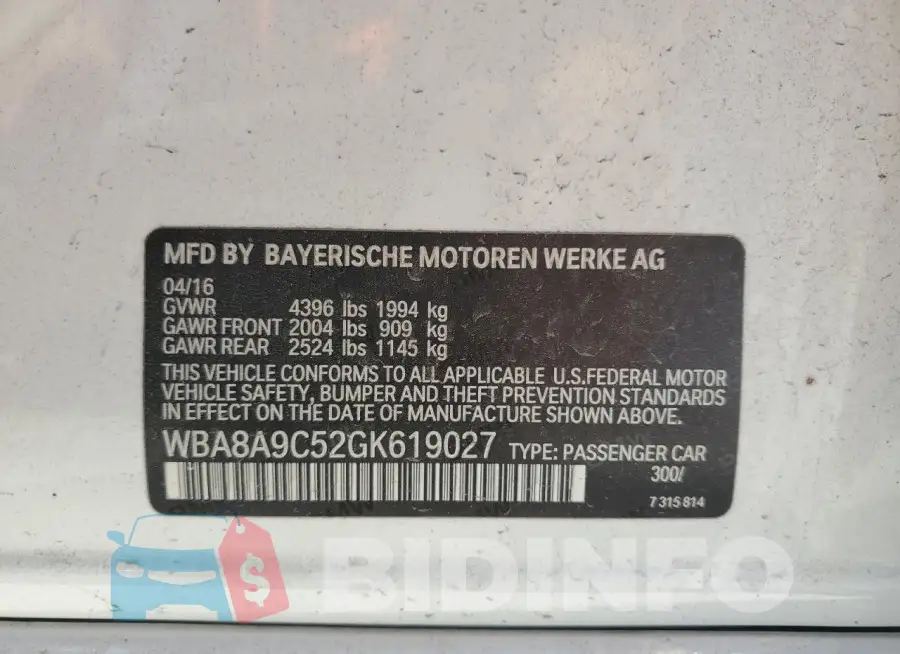 WBA8A9C52GK619027 Photo# 12