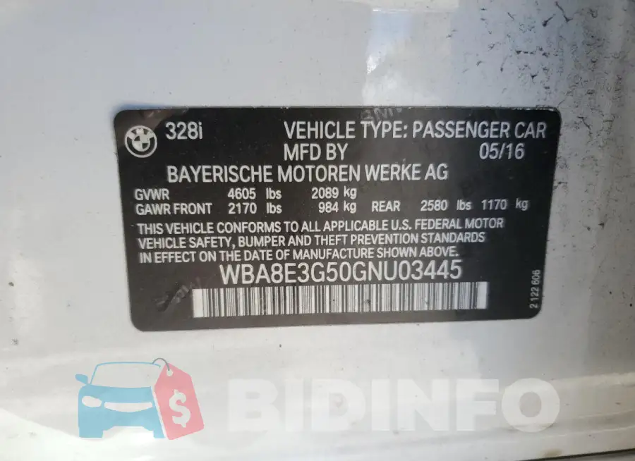 WBA8E3G50GNU03445 Photo# 12