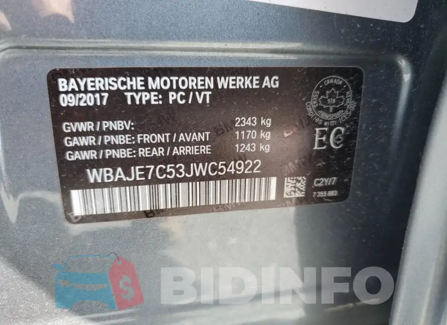 WBAJE7C53JWC54922 Photo# 12