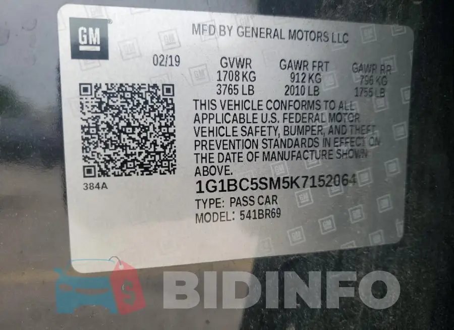 1G1BC5SM5K7152064 Photo# 12