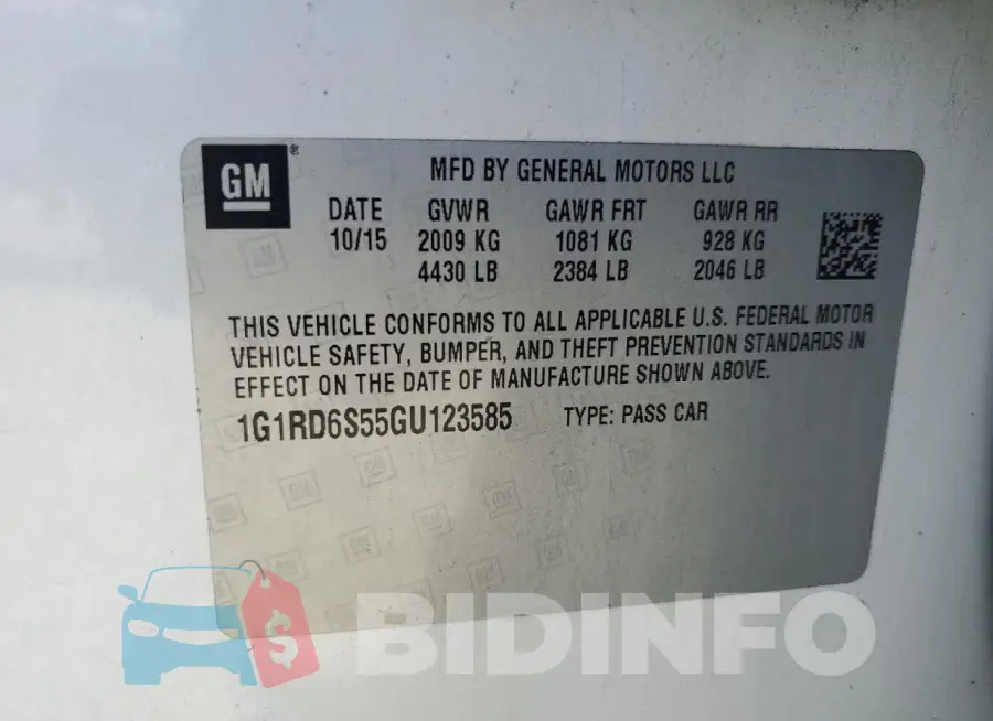 1G1RD6S55GU123585 Photo# 12