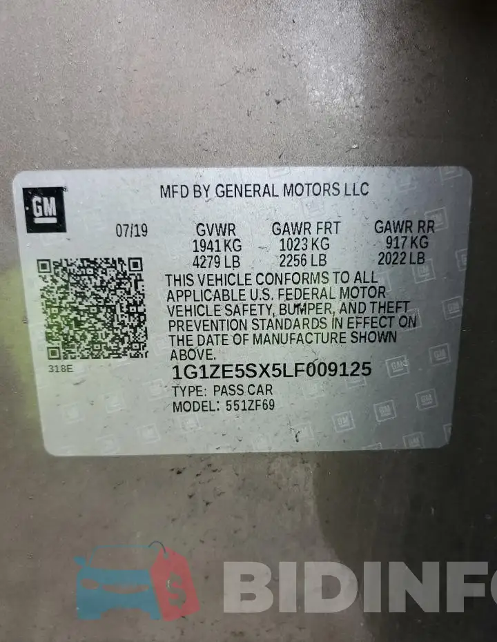 1G1ZE5SX5LF009125 Photo# 12