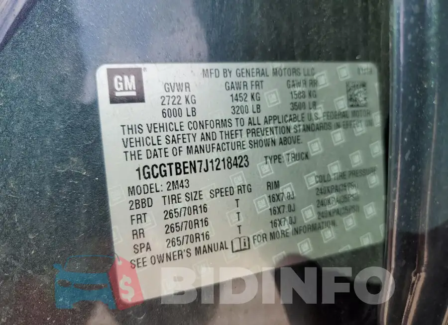 1GCGTBEN7J1218423 Photo# 12