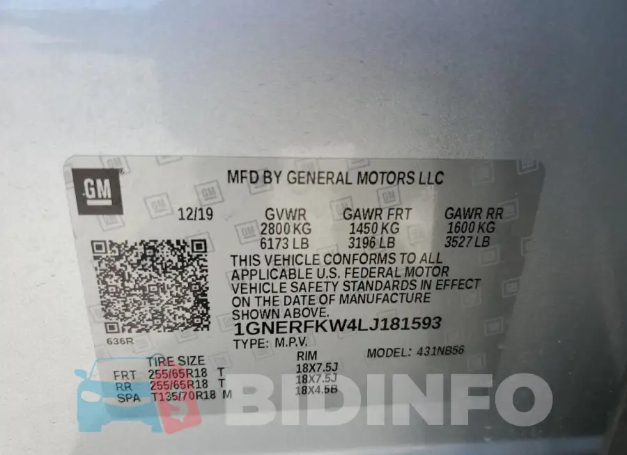 1GNERFKW4LJ181593 Photo# 14