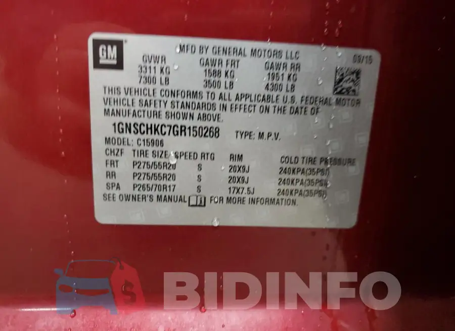 1GNSCHKC7GR150268 Photo# 13