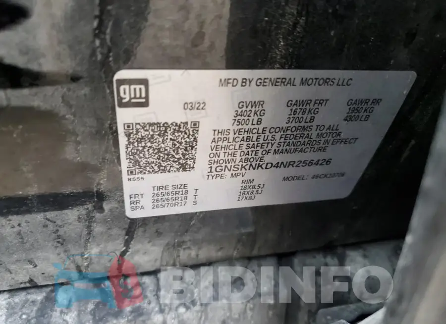 1GNSKNKD4NR256426 Photo# 13