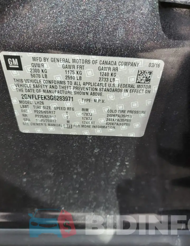 2GNFLFEK3G6283971 Photo# 14
