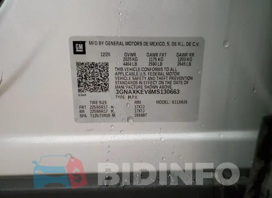 3GNAXKEV8MS130663 Photo# 13