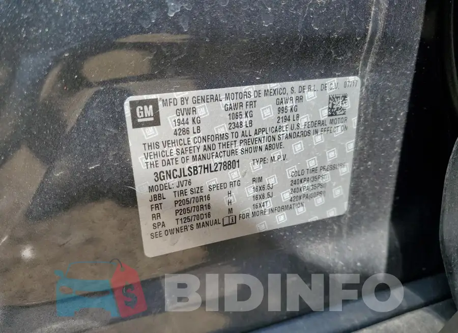 3GNCJLSB7HL278801 Photo# 13