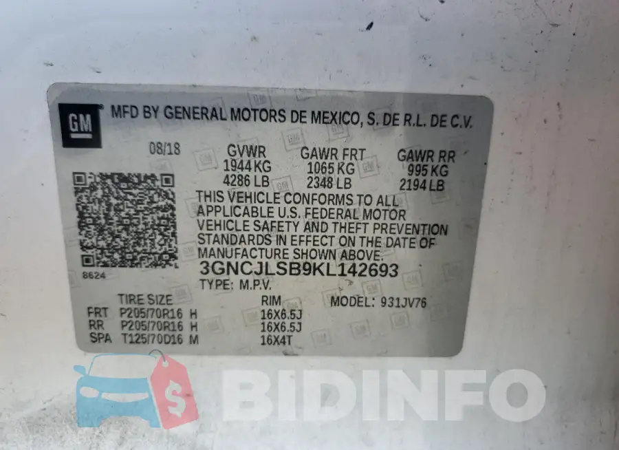 3GNCJLSB9KL142693 Photo# 13
