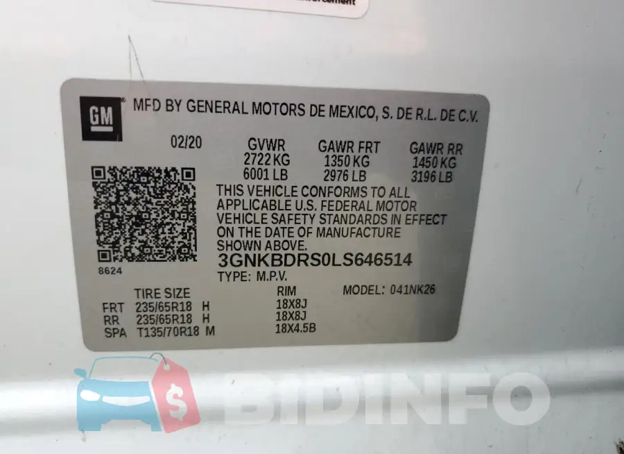 3GNKBDRS0LS646514 Photo# 14