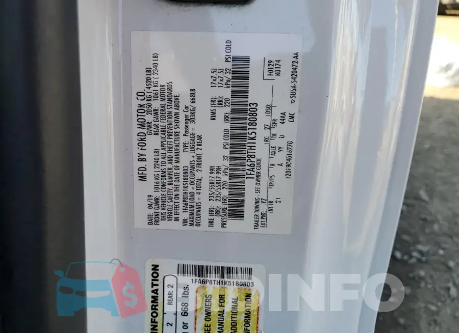 1FA6P8TH1K5180803 Photo# 13
