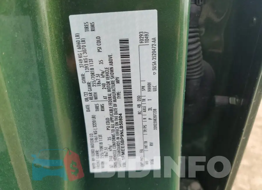 1FMEE5BP9NLB50804 Photo# 13