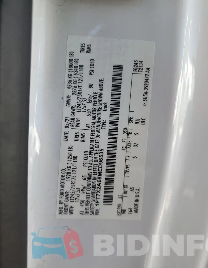1FT7X2A68MED96535 Photo# 12