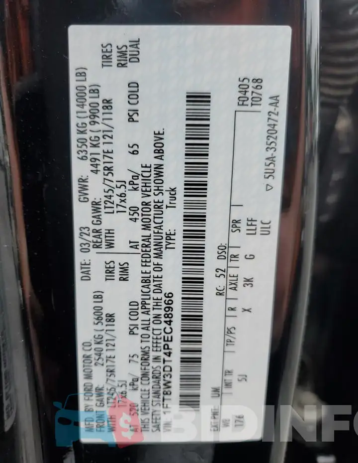 1FT8W3DT4PEC48966 Photo# 12