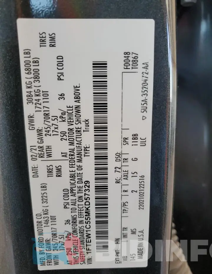 1FTEW1C55MKD57329 Photo# 12