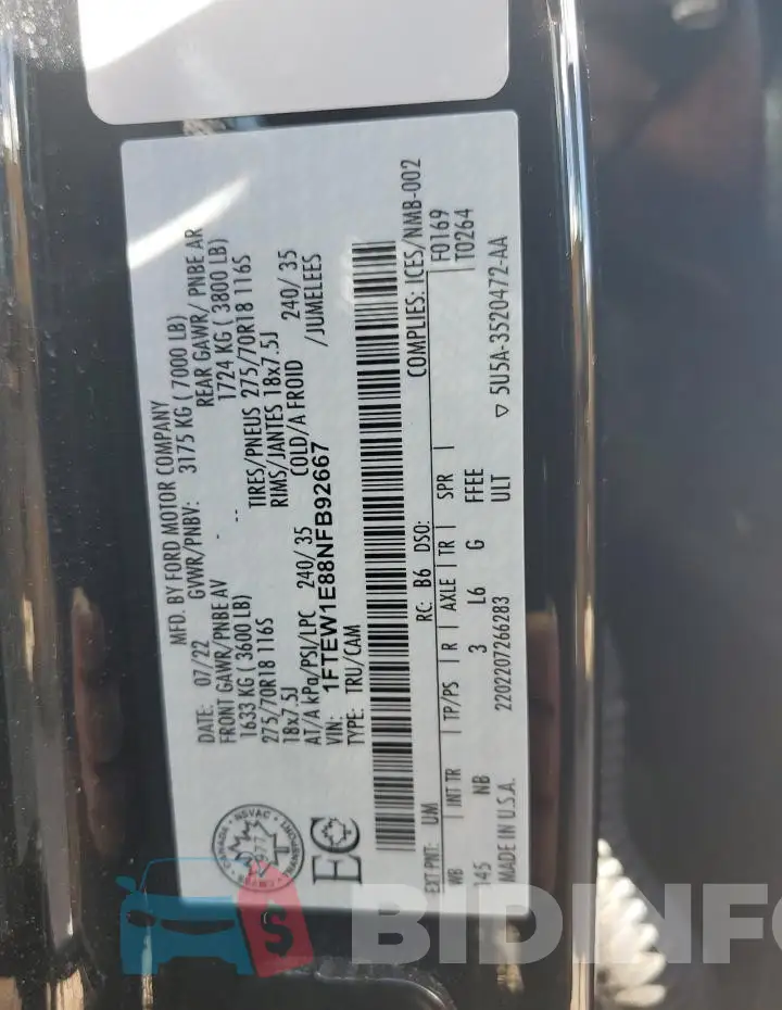 1FTEW1E88NFB92667 Photo# 13