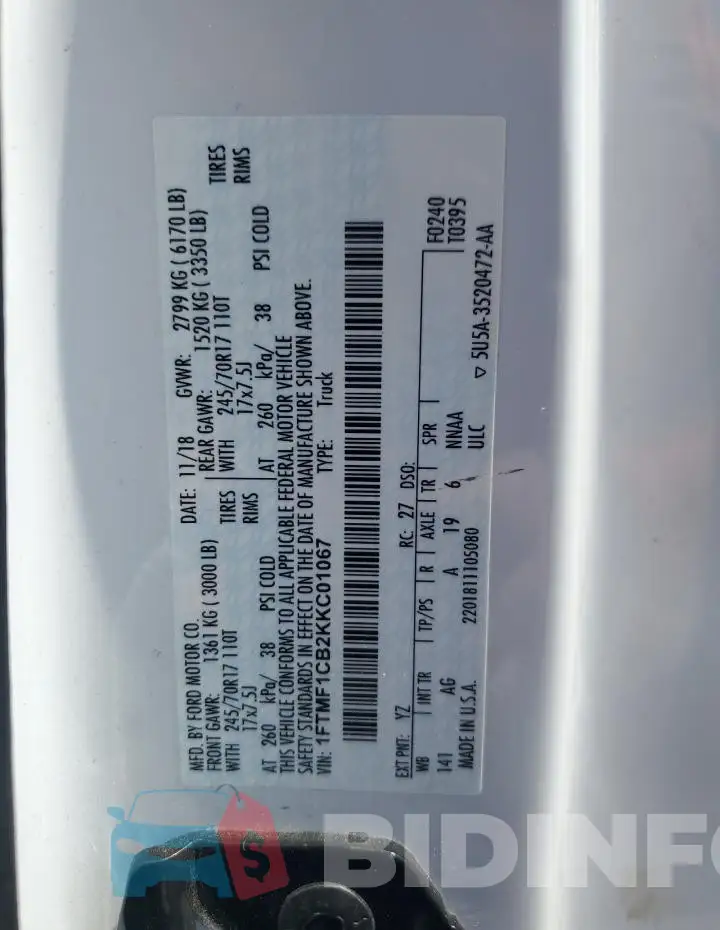 1FTMF1CB2KKC01067 Photo# 12
