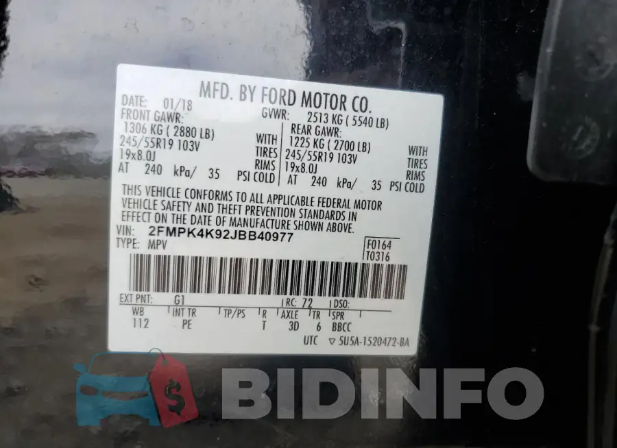2FMPK4K92JBB40977 Photo# 14