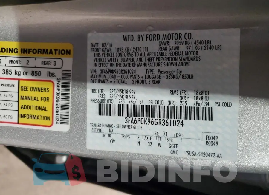 3FA6P0K96GR361024 Photo# 12
