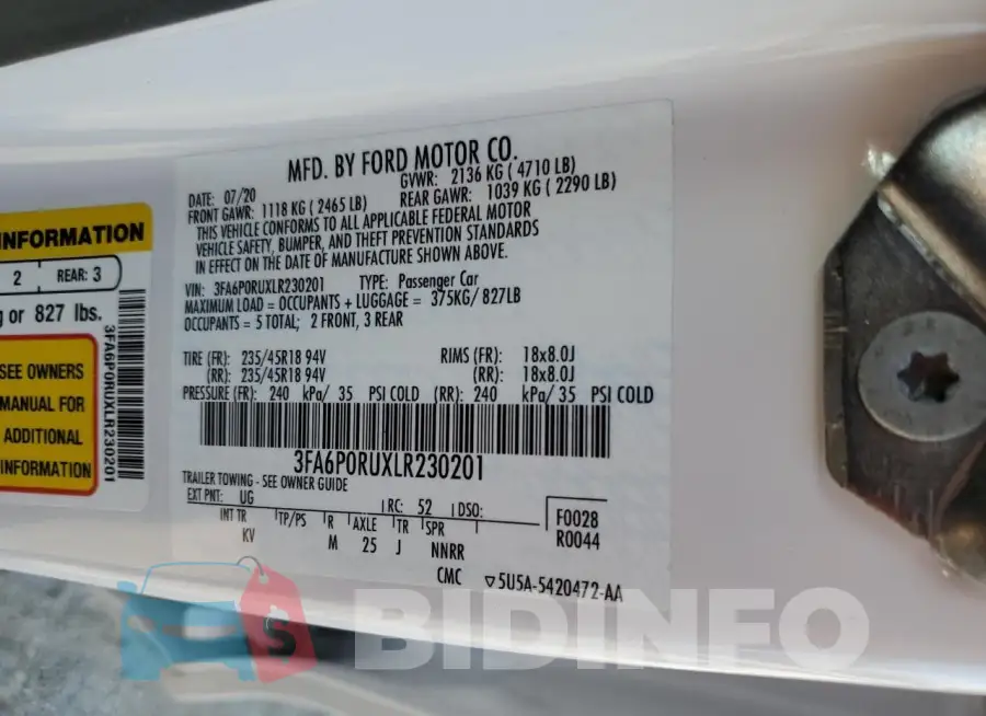 3FA6P0RUXLR230201 Photo# 12