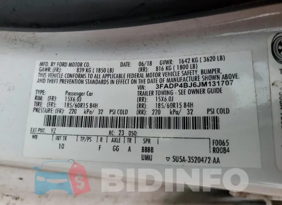 3FADP4BJ6JM131707 Photo# 12
