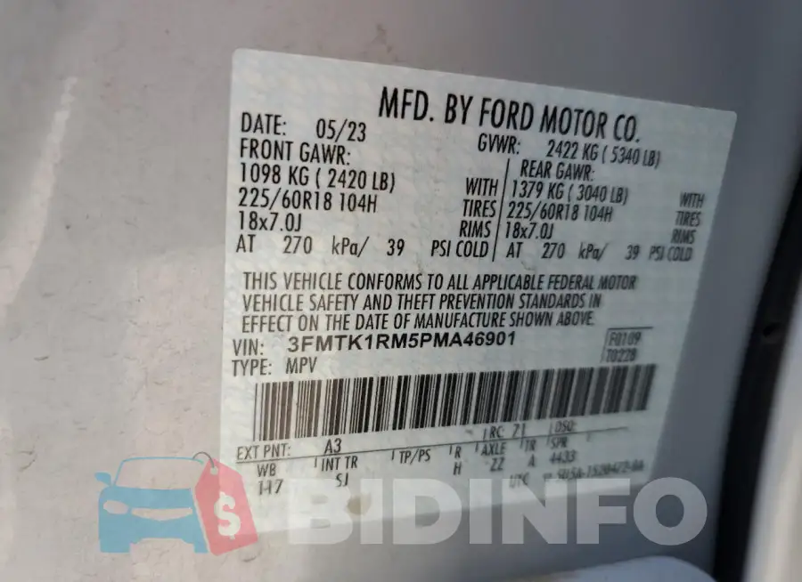 3FMTK1RM5PMA46901 Photo# 14