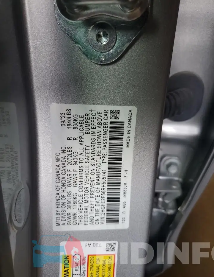2HGFE2F56RH505741 Photo# 12