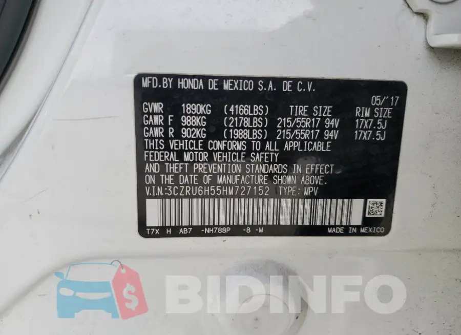 3CZRU6H55HM727152 Photo# 13