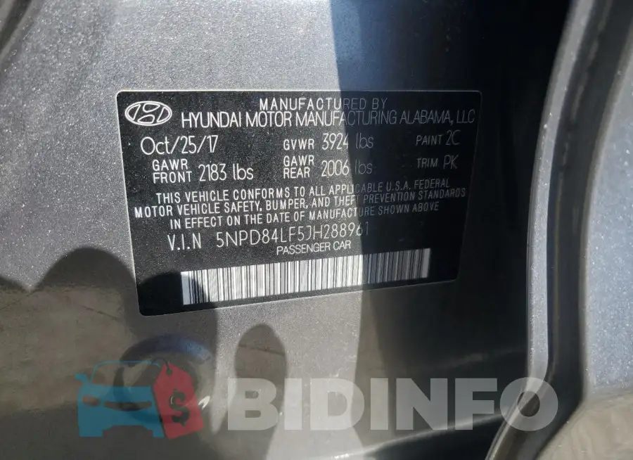 5NPD84LF5JH288961 Photo# 12