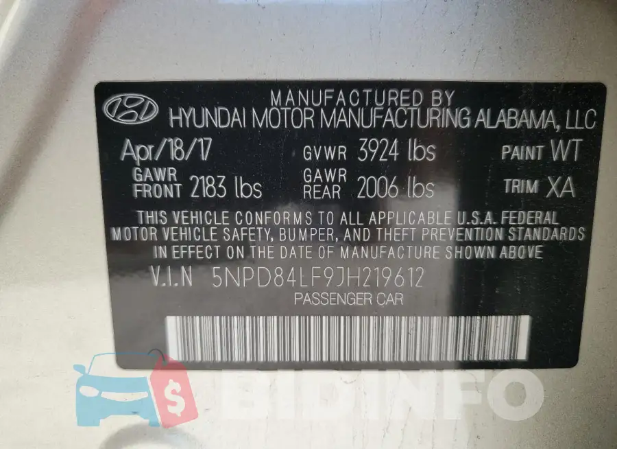 5NPD84LF9JH219612 Photo# 12