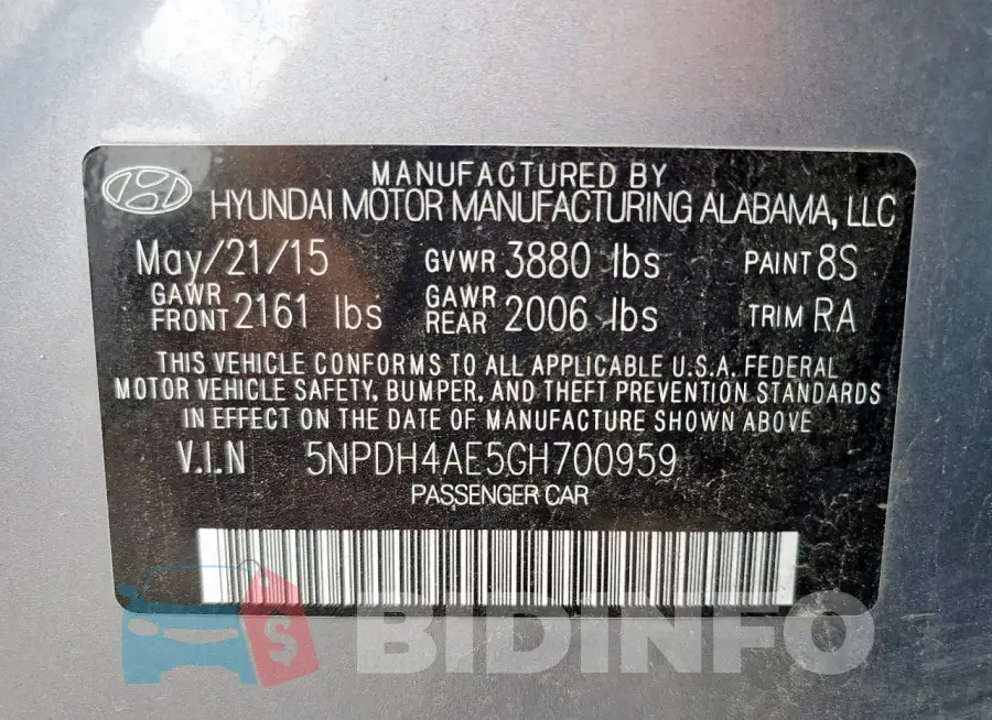 5NPDH4AE5GH700959 Photo# 12