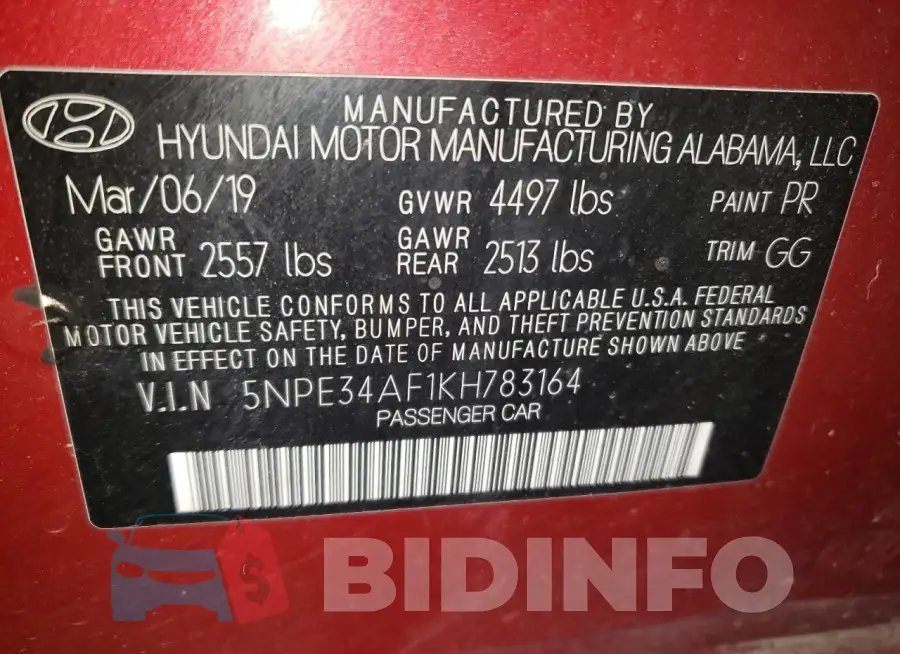 5NPE34AF1KH783164 Photo# 12