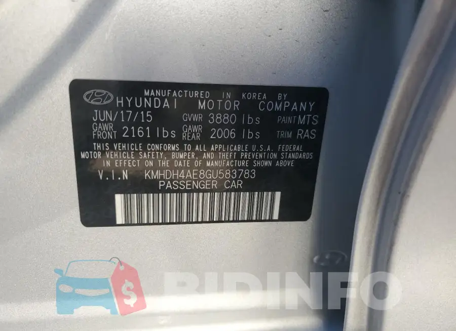 KMHDH4AE8GU583783 Photo# 13