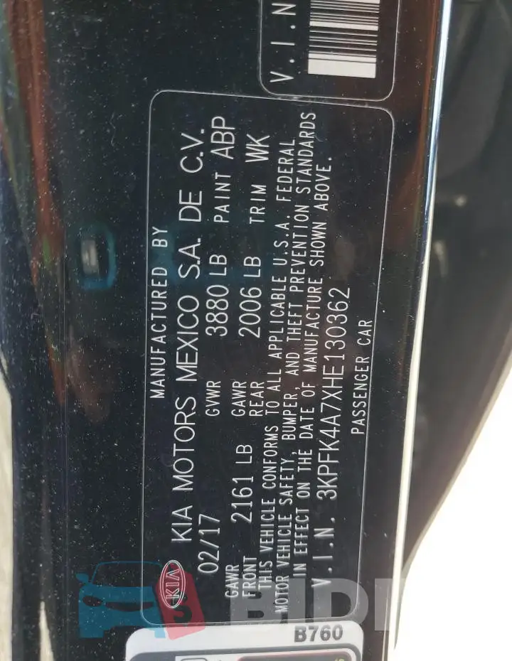 3KPFK4A7XHE130362 Photo# 12