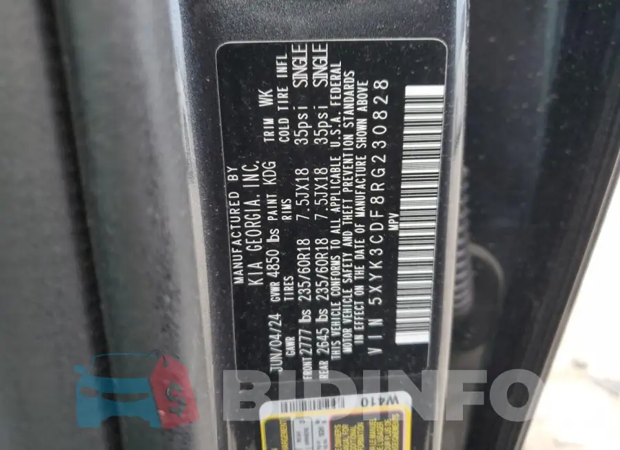 5XYK3CDF8RG230828 Photo# 13