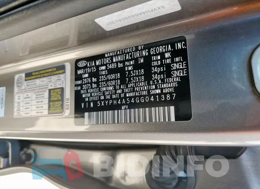 5XYPH4A54GG041387 Photo# 13