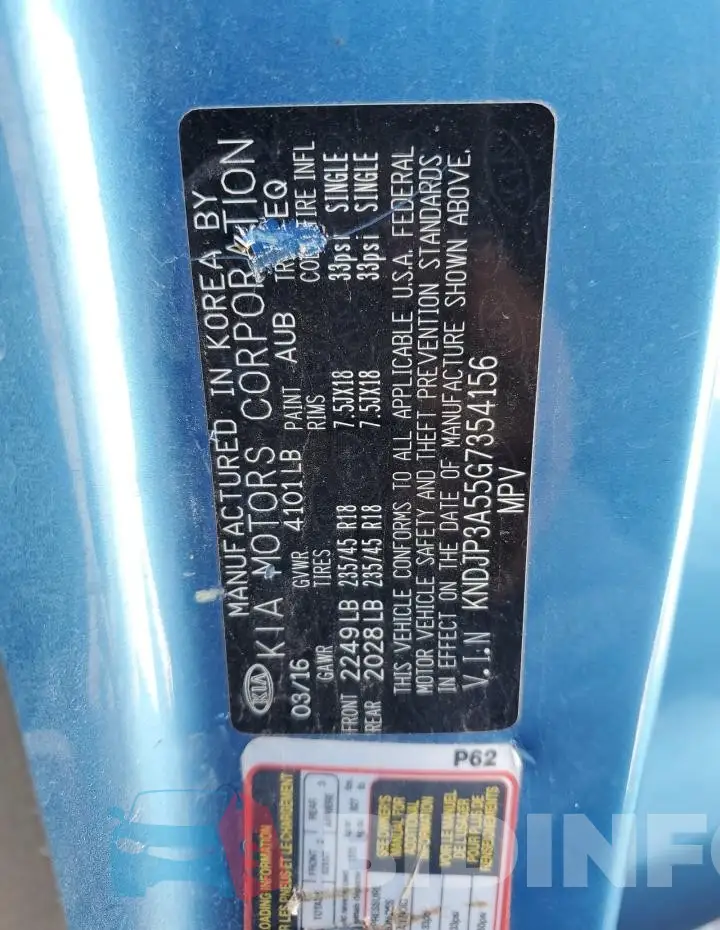 KNDJP3A55G7354156 Photo# 12